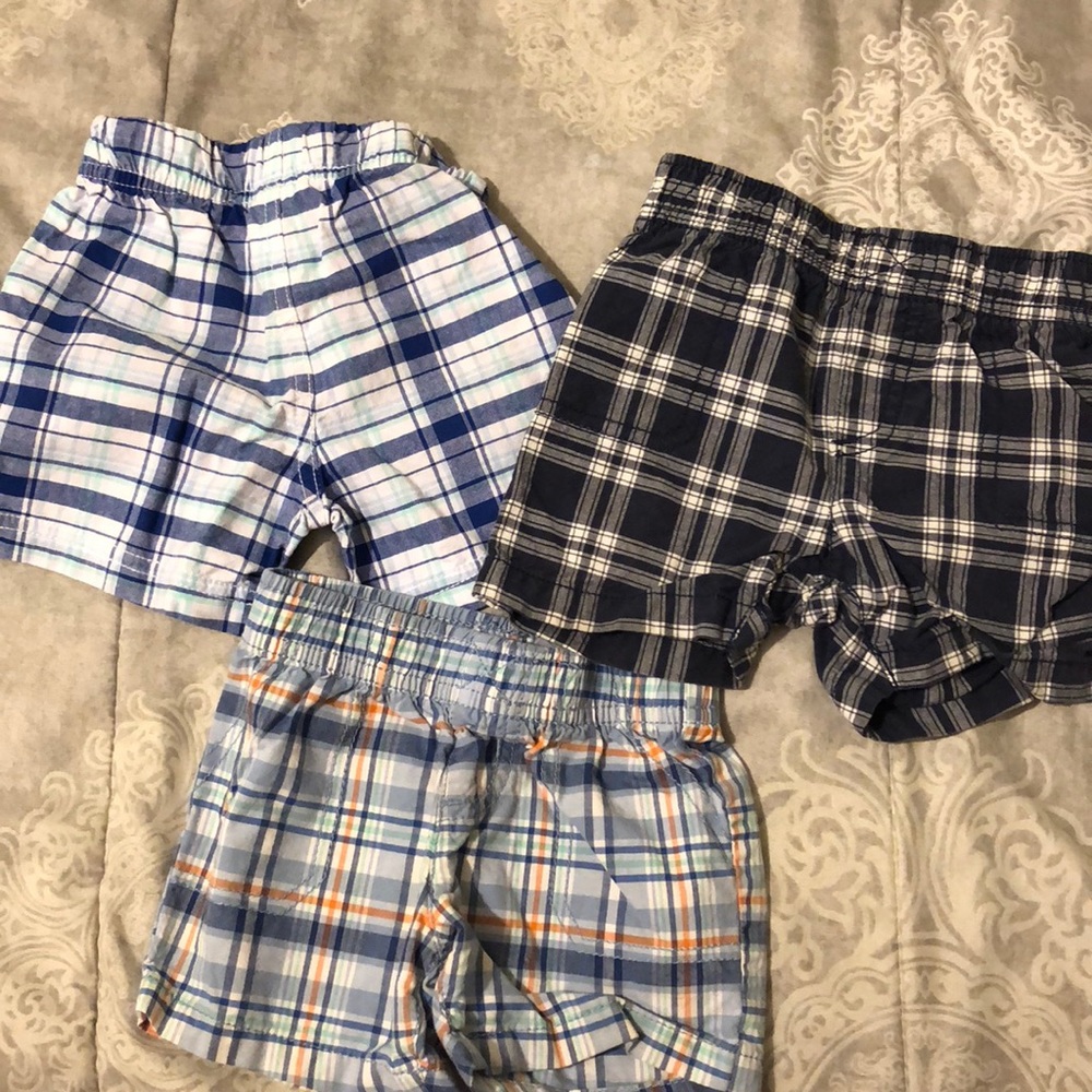 3 pairs of plaid shorts bundle 9-12 months